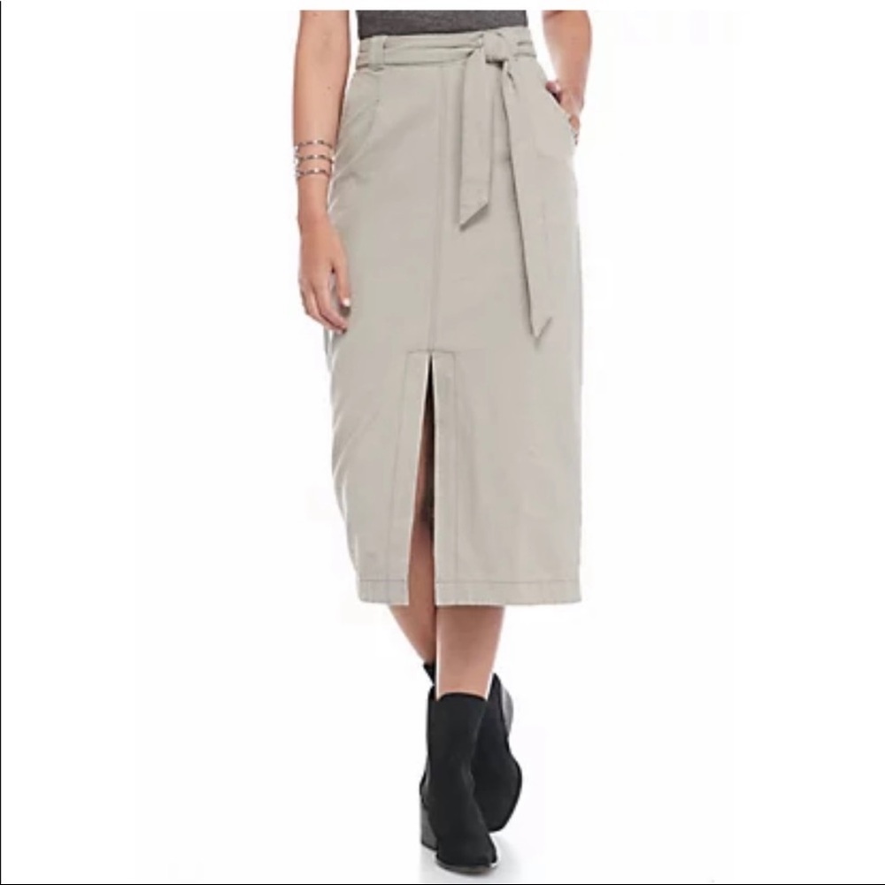 Free People Beige Midi Skirt